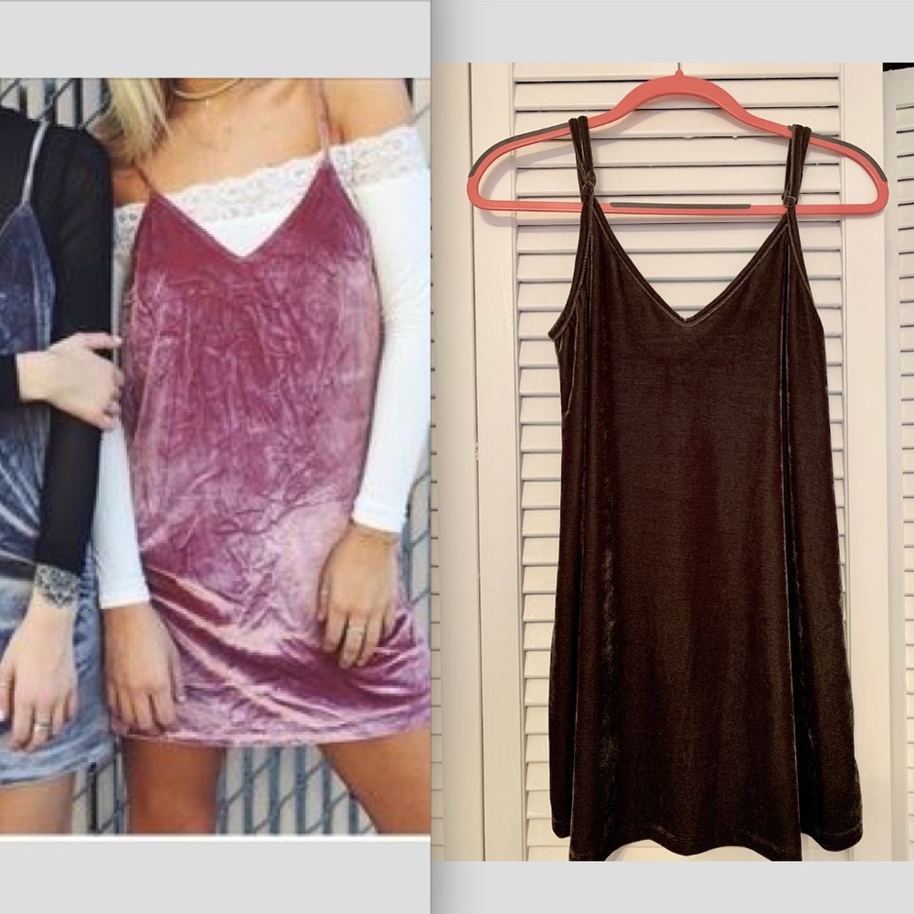 LF SEEK The Label Green Velvet Mini Dress
